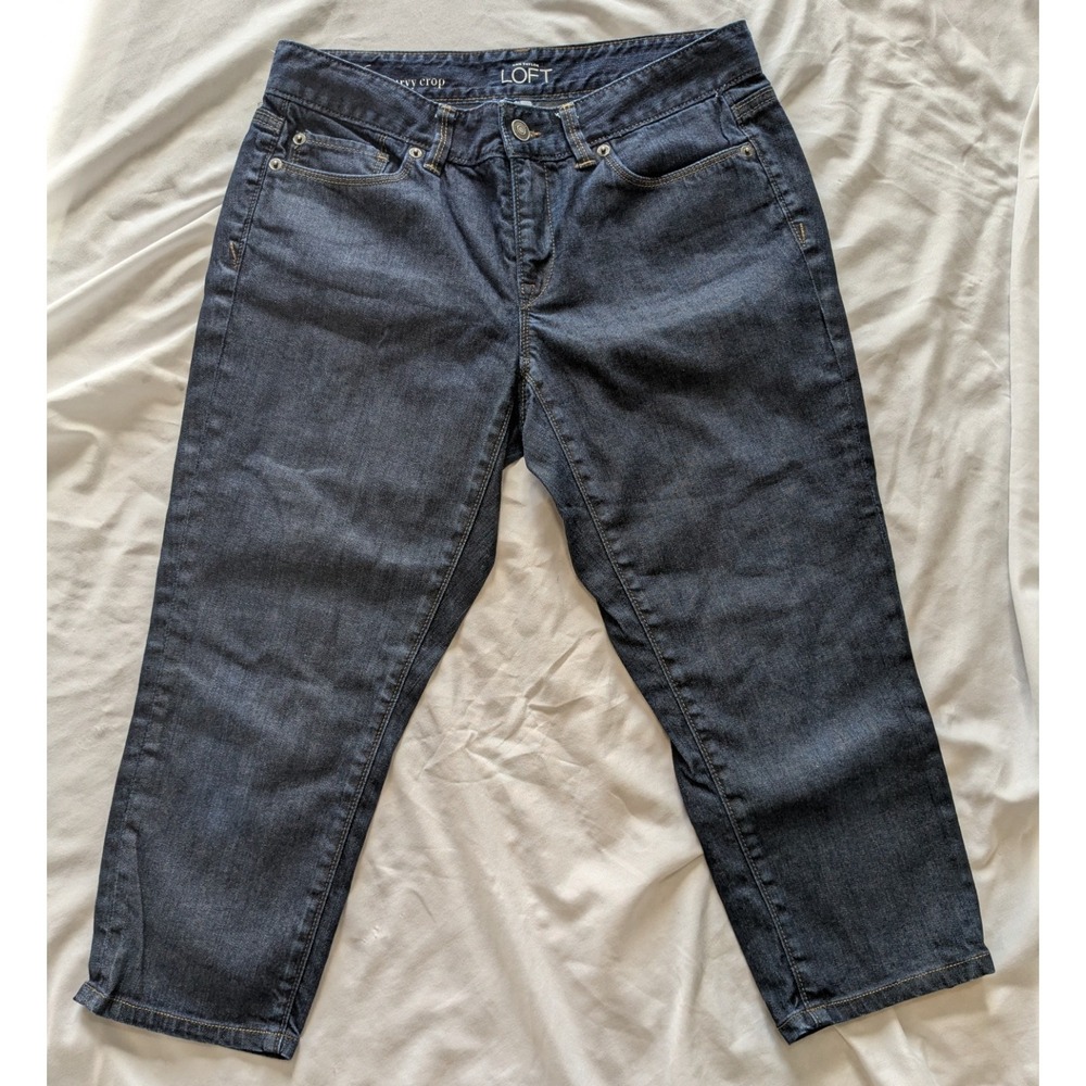 Ann Taylor LOFT Women's Curvy Crop Dark‎ Wash Jeans Size 28/6P